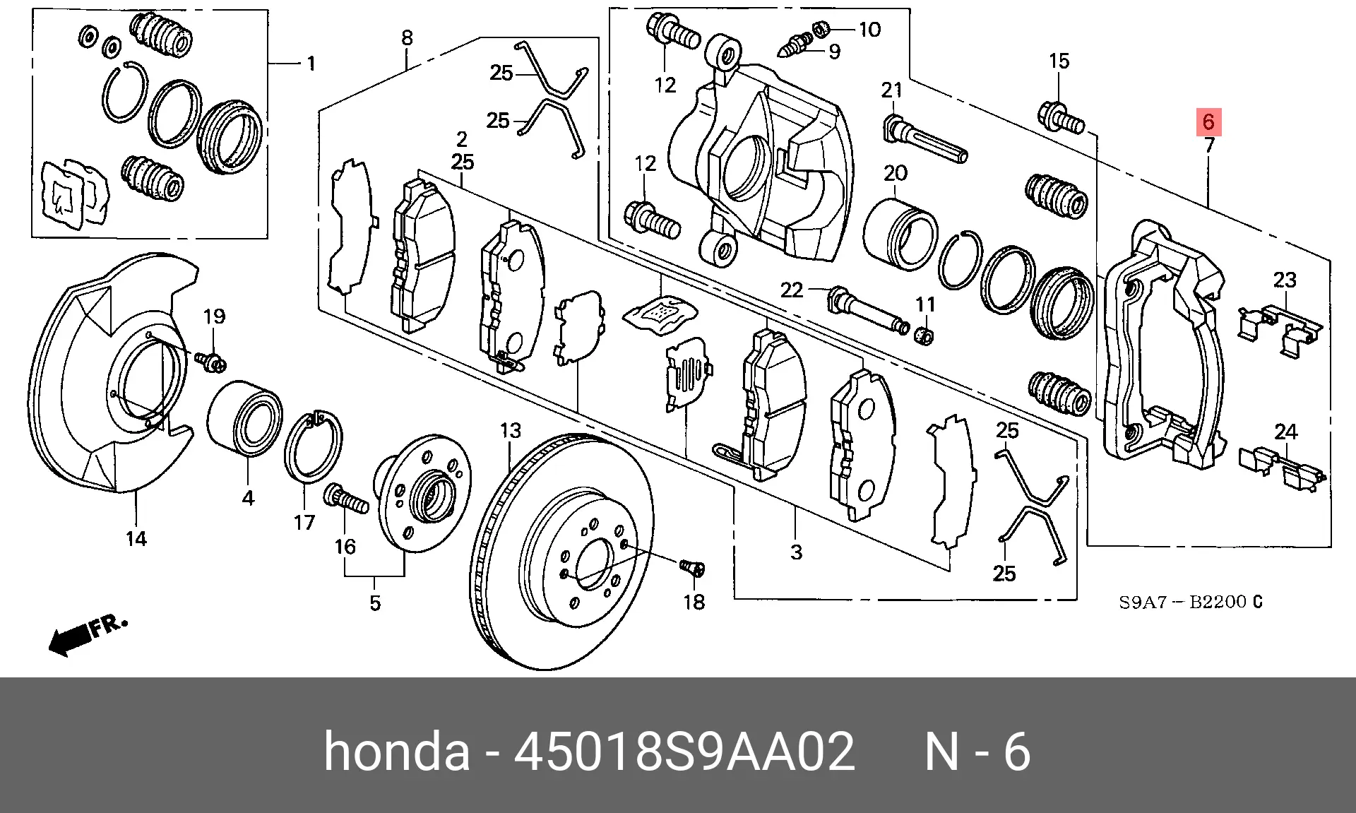 HONDA 45018-S9A-A02 WHEEL CALLIPER ASSY