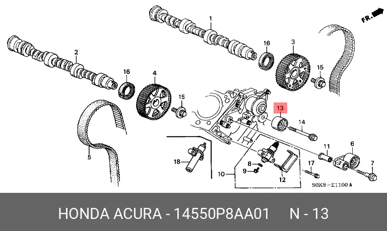 HONDA 14550-P8A-A01 PULLEY TENSIONER