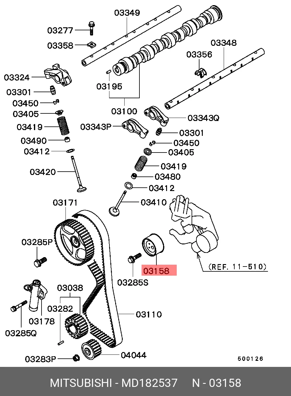 MITSUBISHI MD182537 PULLEY TENSIONER