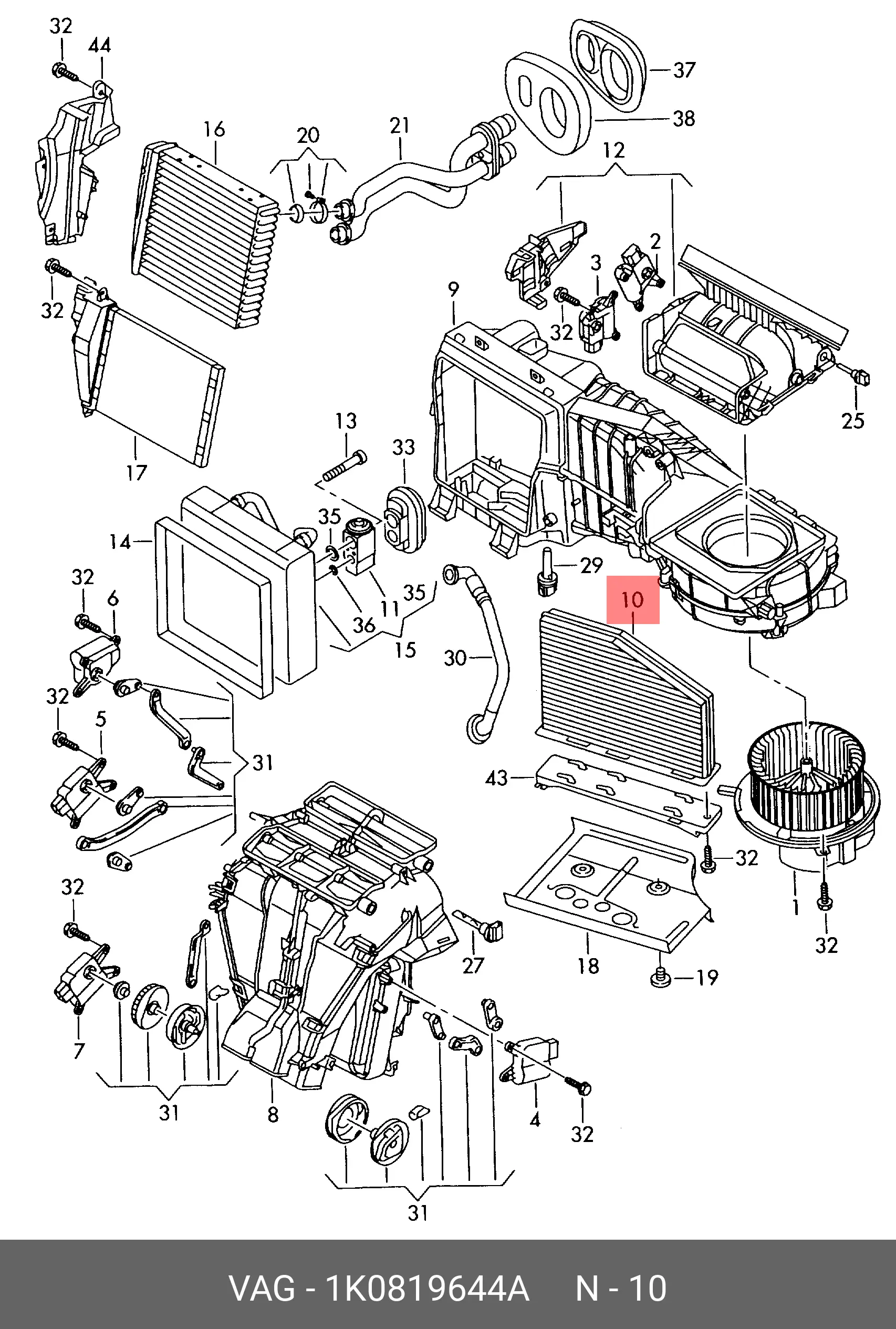 AUDI 1K0 819 644A CABIN FILTER