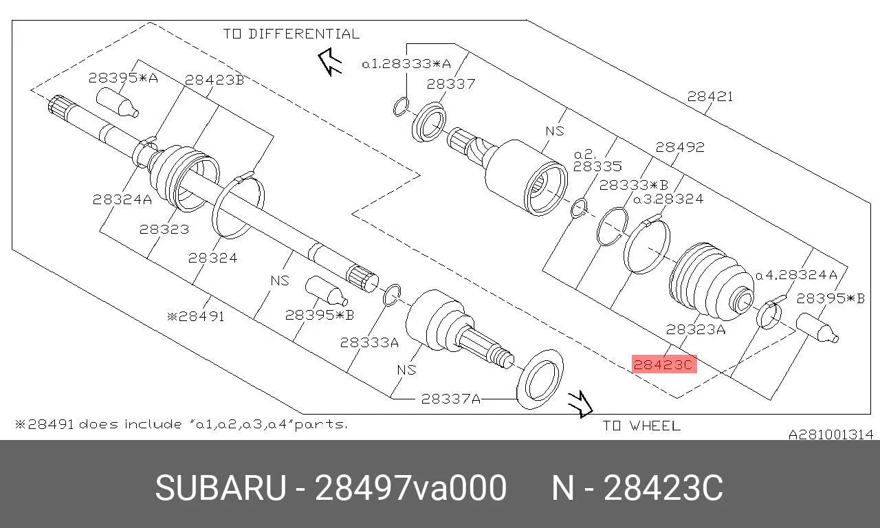 SUBARU 28497-VA000 DRIVE SHAFT BOOT