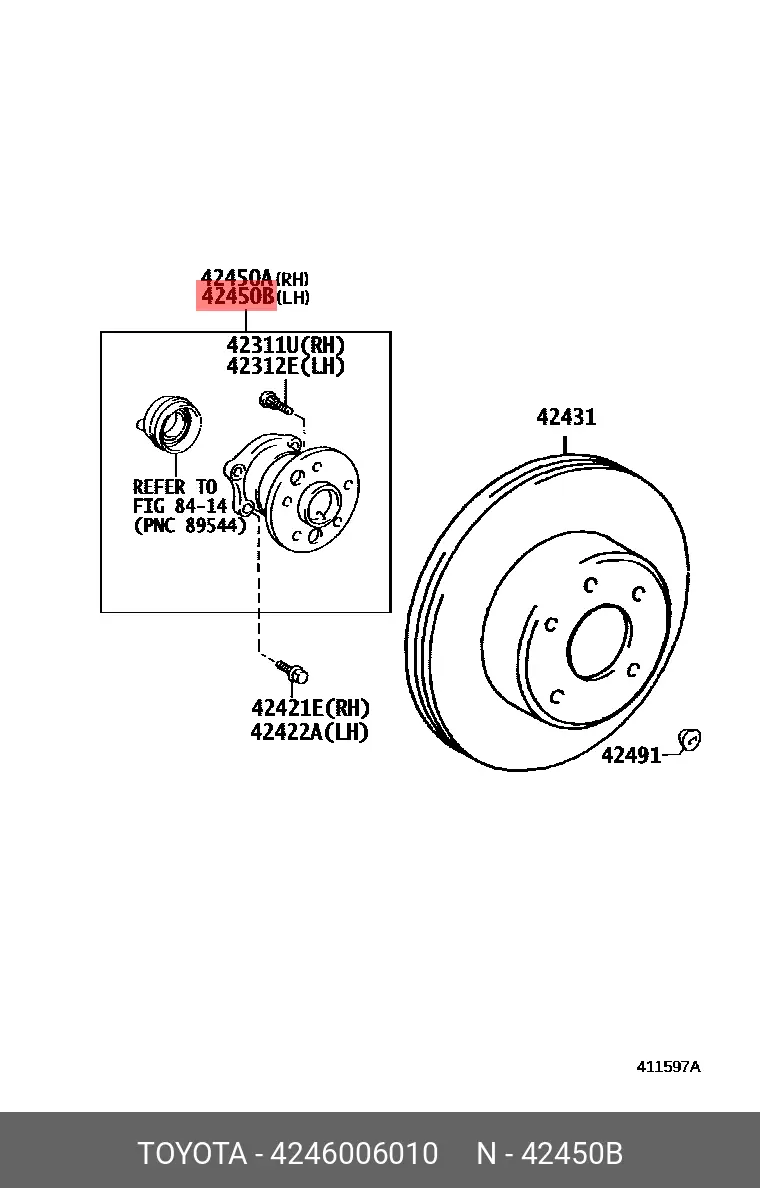 TOYOTA 42460-06010 WHEEL HUB