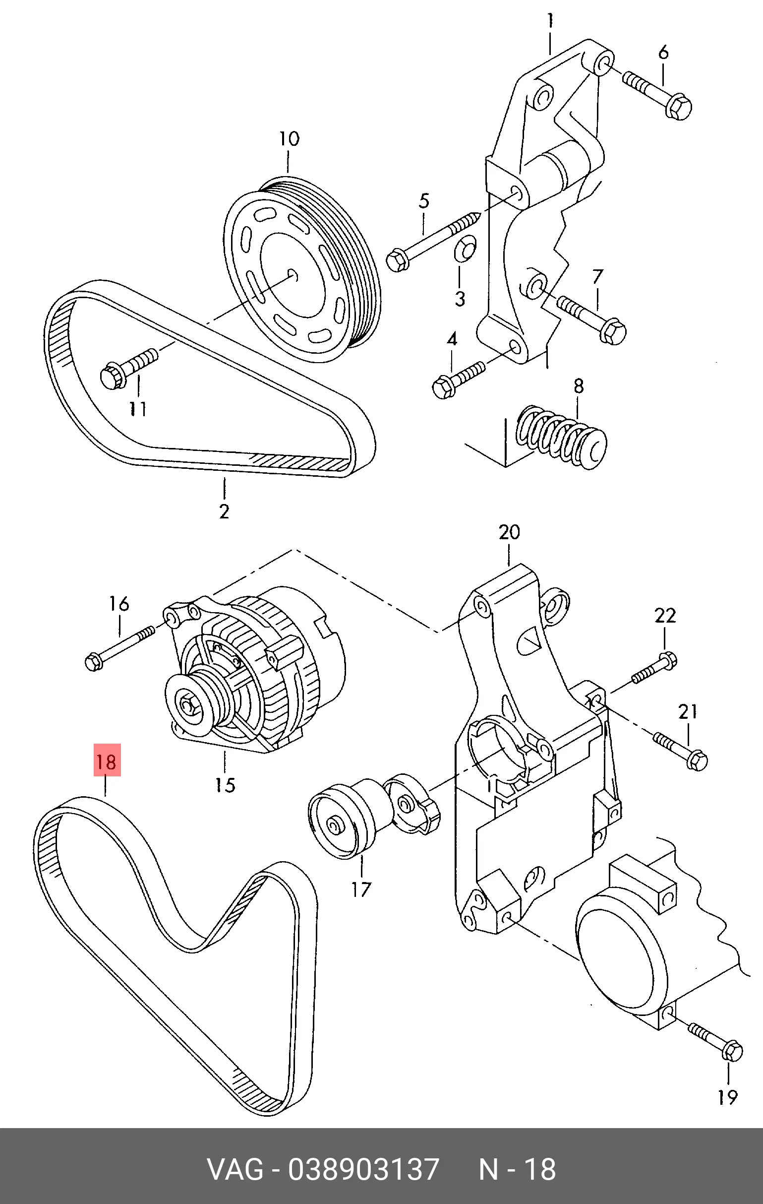 VAG 038 903 137 MULTIRIB BELT