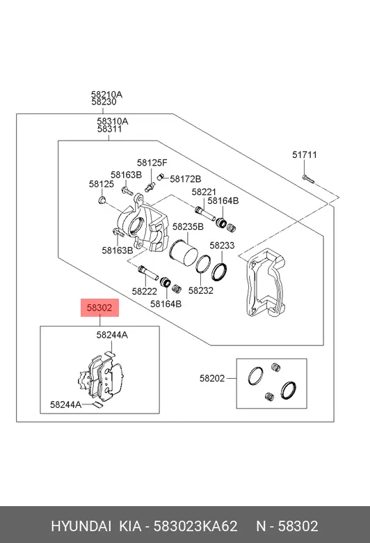 HYUNDAI 58302-3KA62 BRAKE PADS