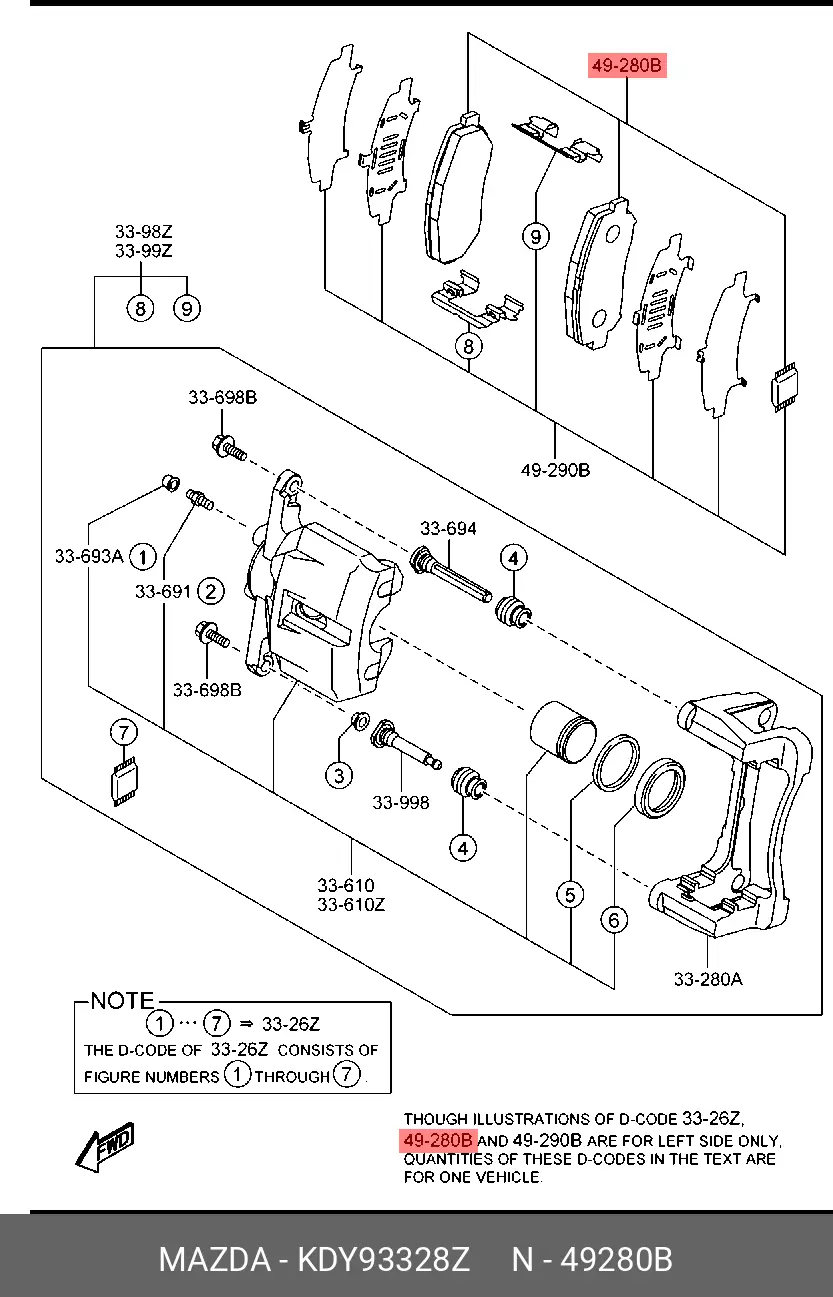 MAZDA KDY9-33-28Z BRAKE PADS