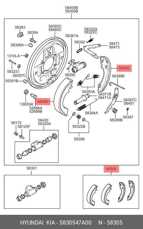 HYUNDAI 5830547A00 BRAKE SHOE