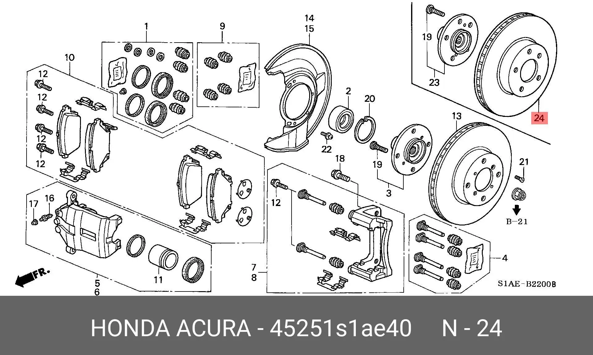 HONDA 45251S1AE40 ROTOR DISC