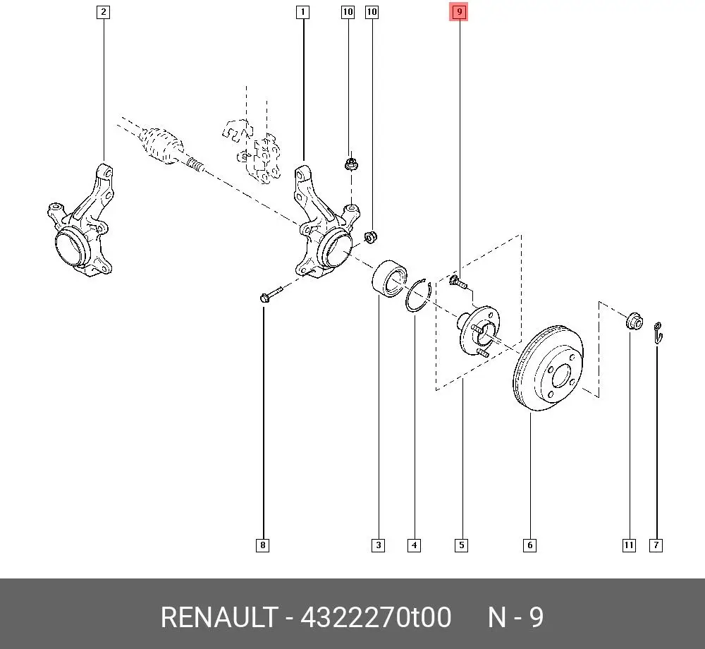 RENAULT 4322270T00 WHEEL STUD