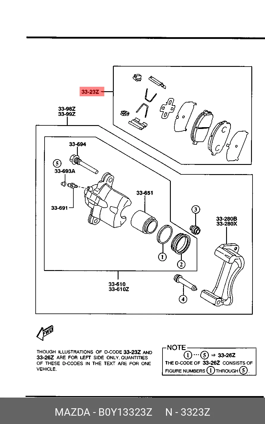 MAZDA B0Y1-33-23Z BRAKE PADS