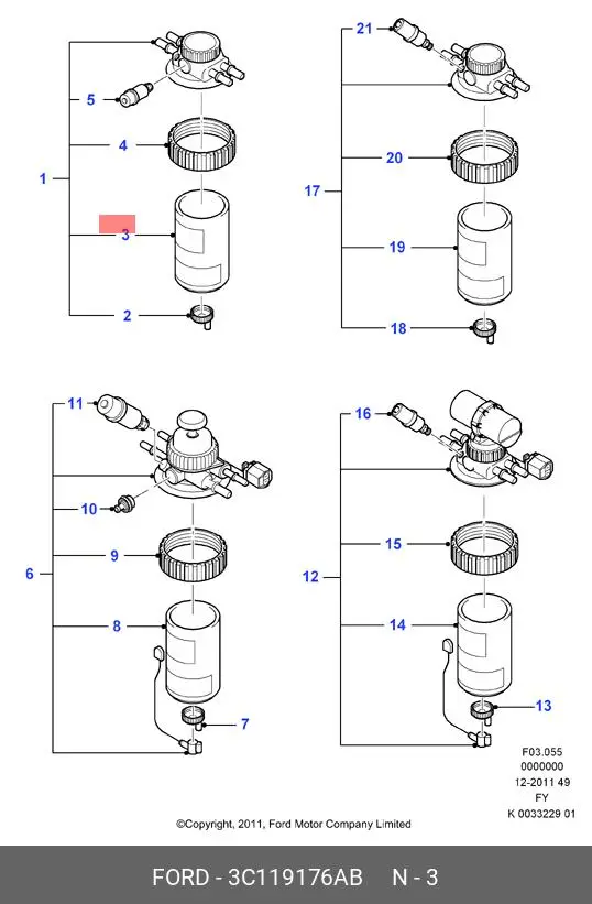 FORD 3C11-9176-AB DIESEL FILTER (SPIN-ON)
