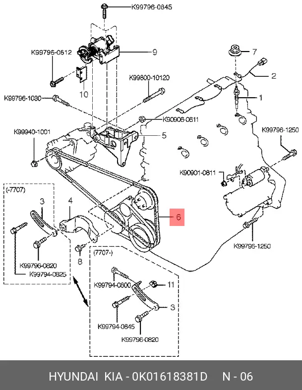 KIA 0K016-18-381D V-BELT