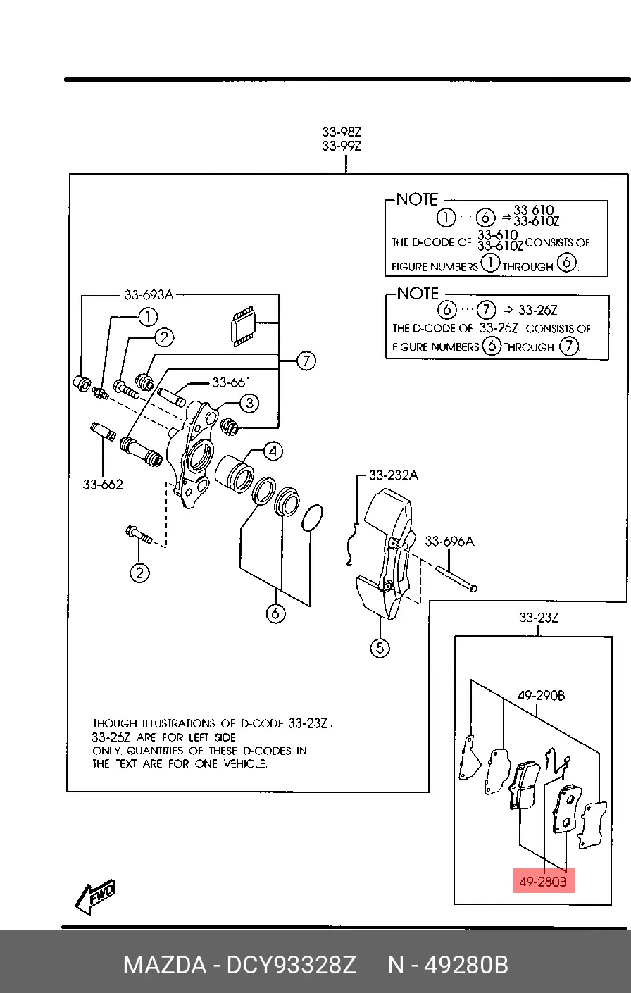 MAZDA DCY9-33-28Z BRAKE PADS