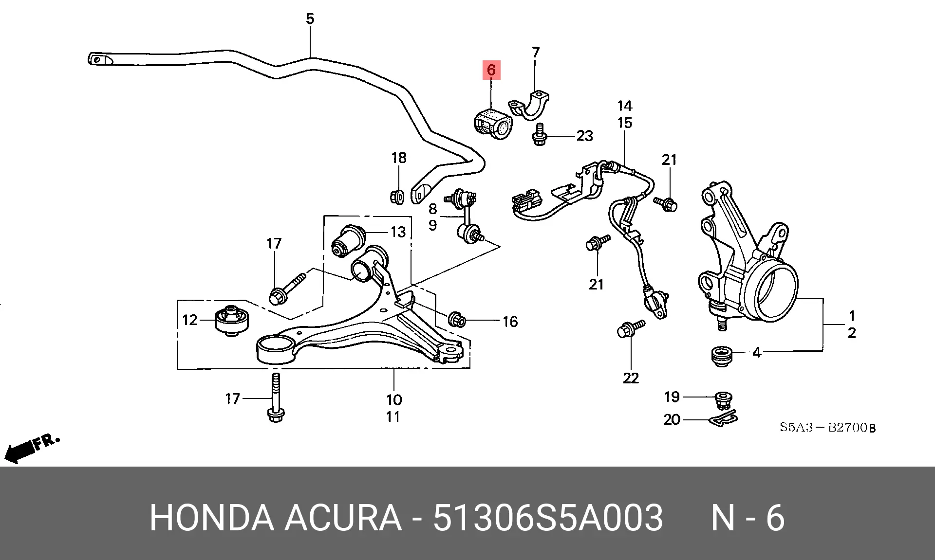 HONDA 51306-S5A-003 STABILIZER BUSH