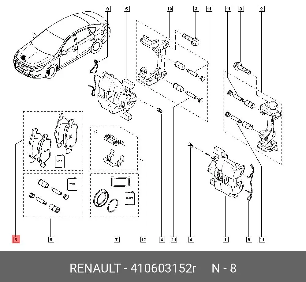 RENAULT 410603152R BRAKE PADS