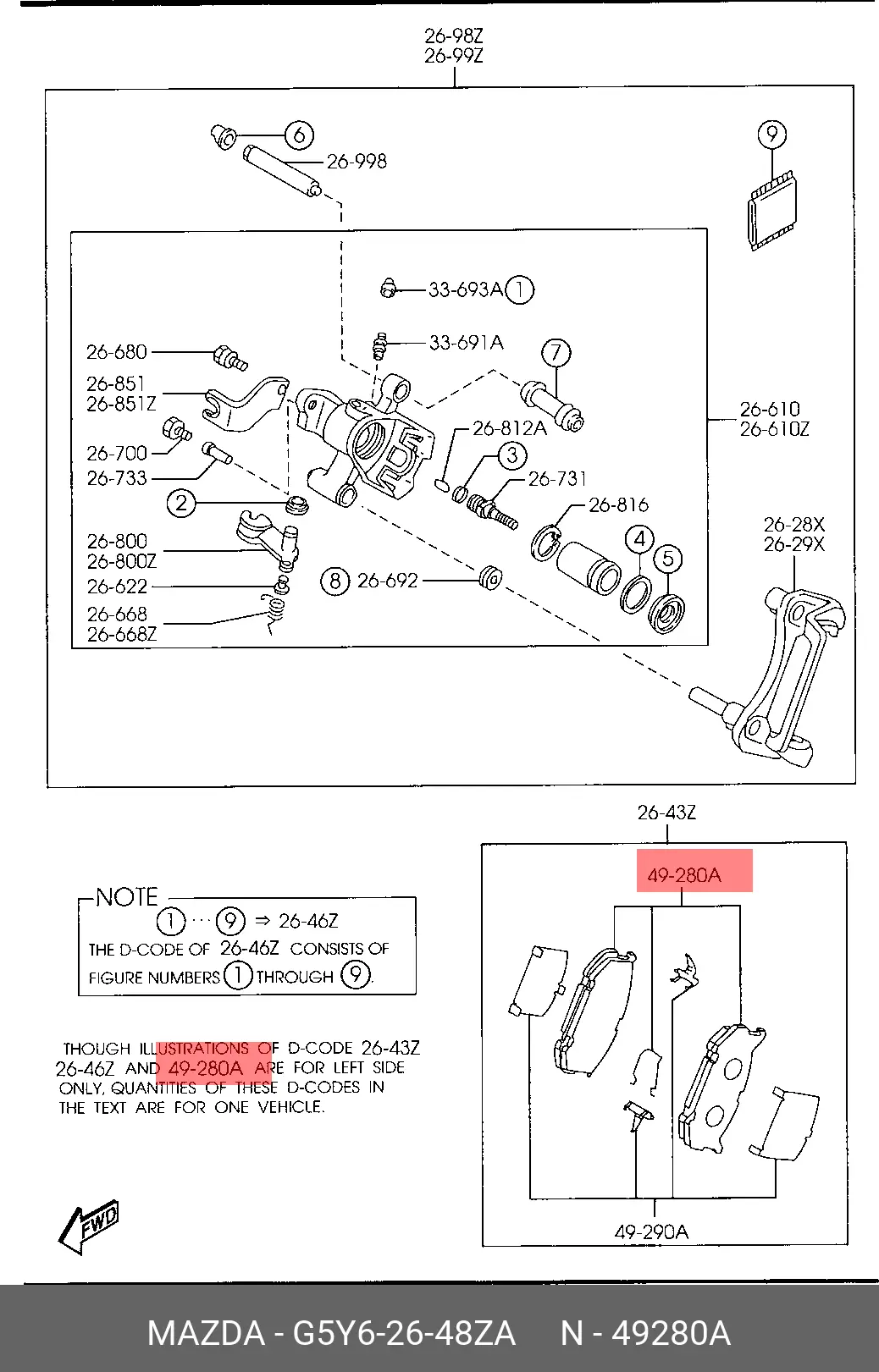 MAZDA G5Y6-26-48ZA BRAKE PADS