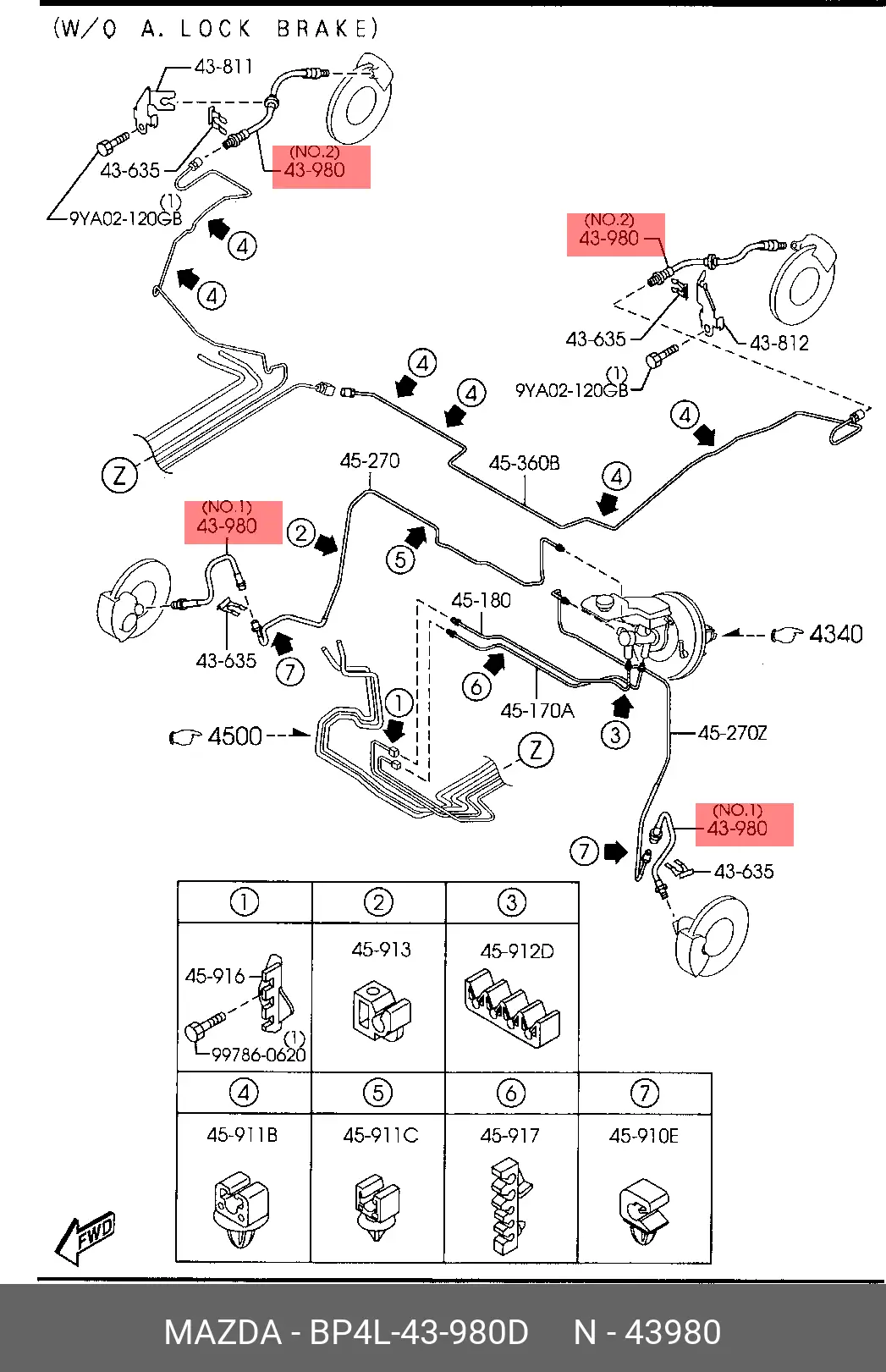 MAZDA BP4L-43-980D BRAKE HOSE