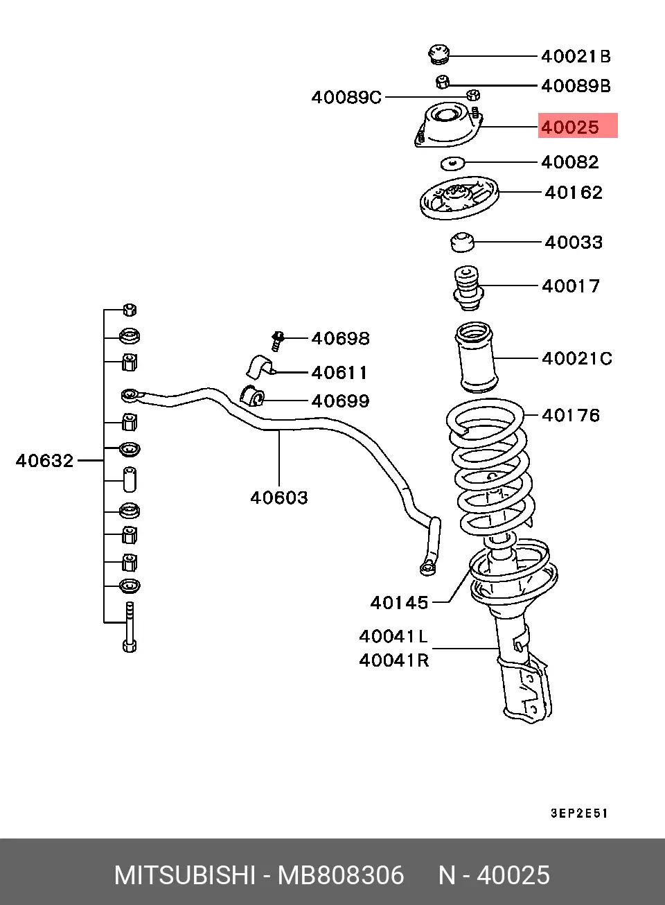 MITSUBISHI MB808306 SHOCK ABSORBER MOUNTING