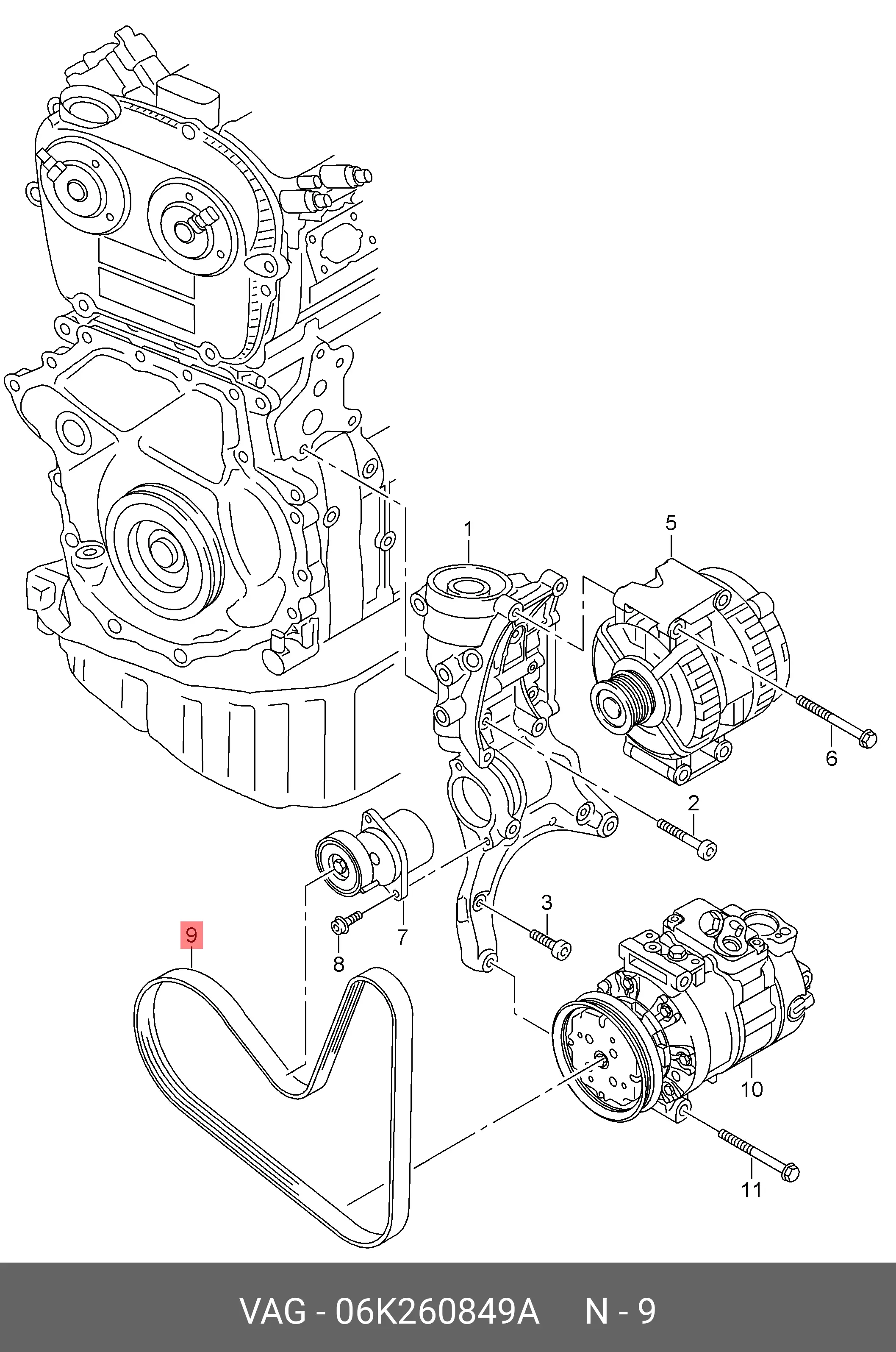 VAG 06K 260 849 A MULTIRIB BELT