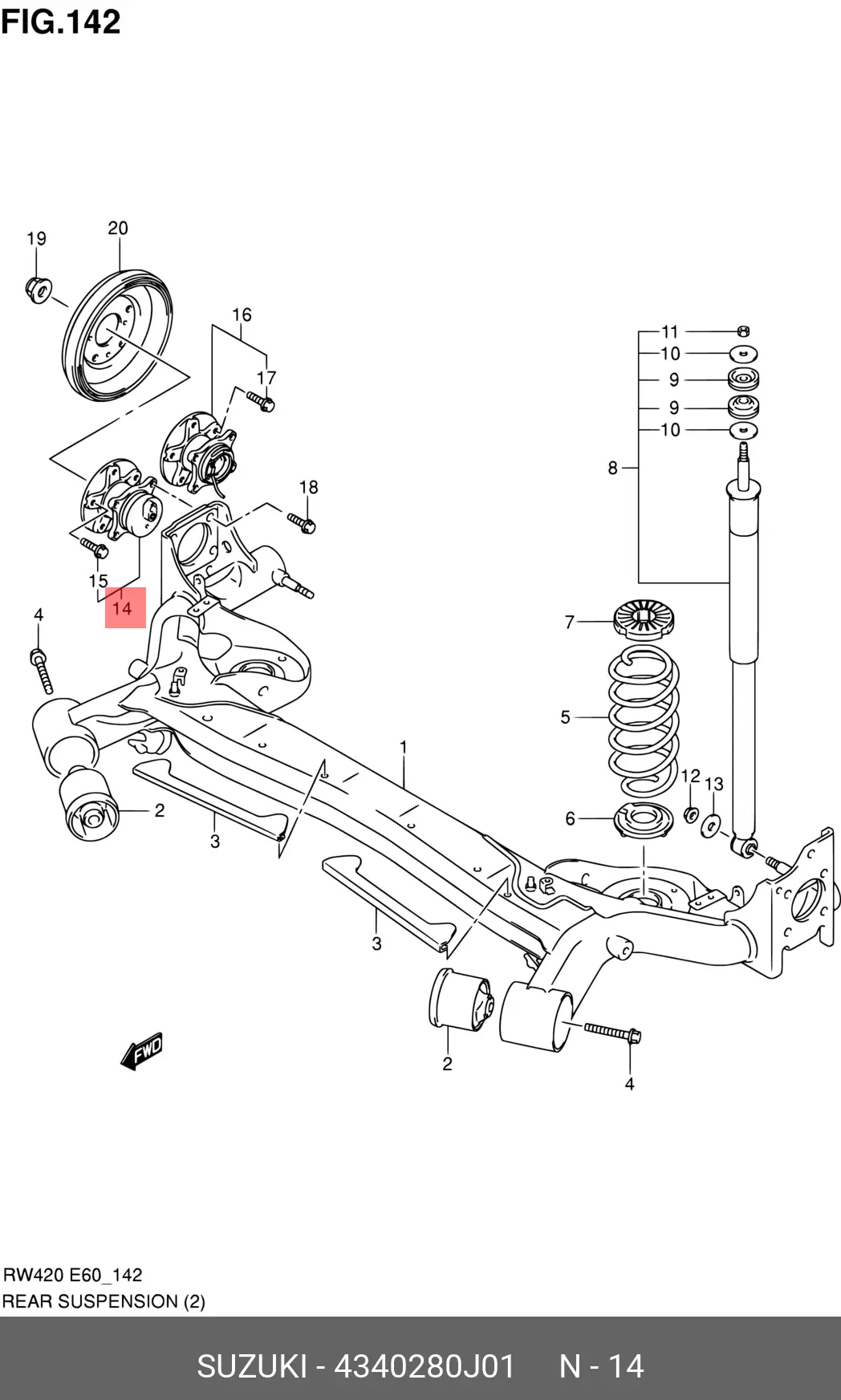 SUZUKI 43402-80J01 WHEEL HUB