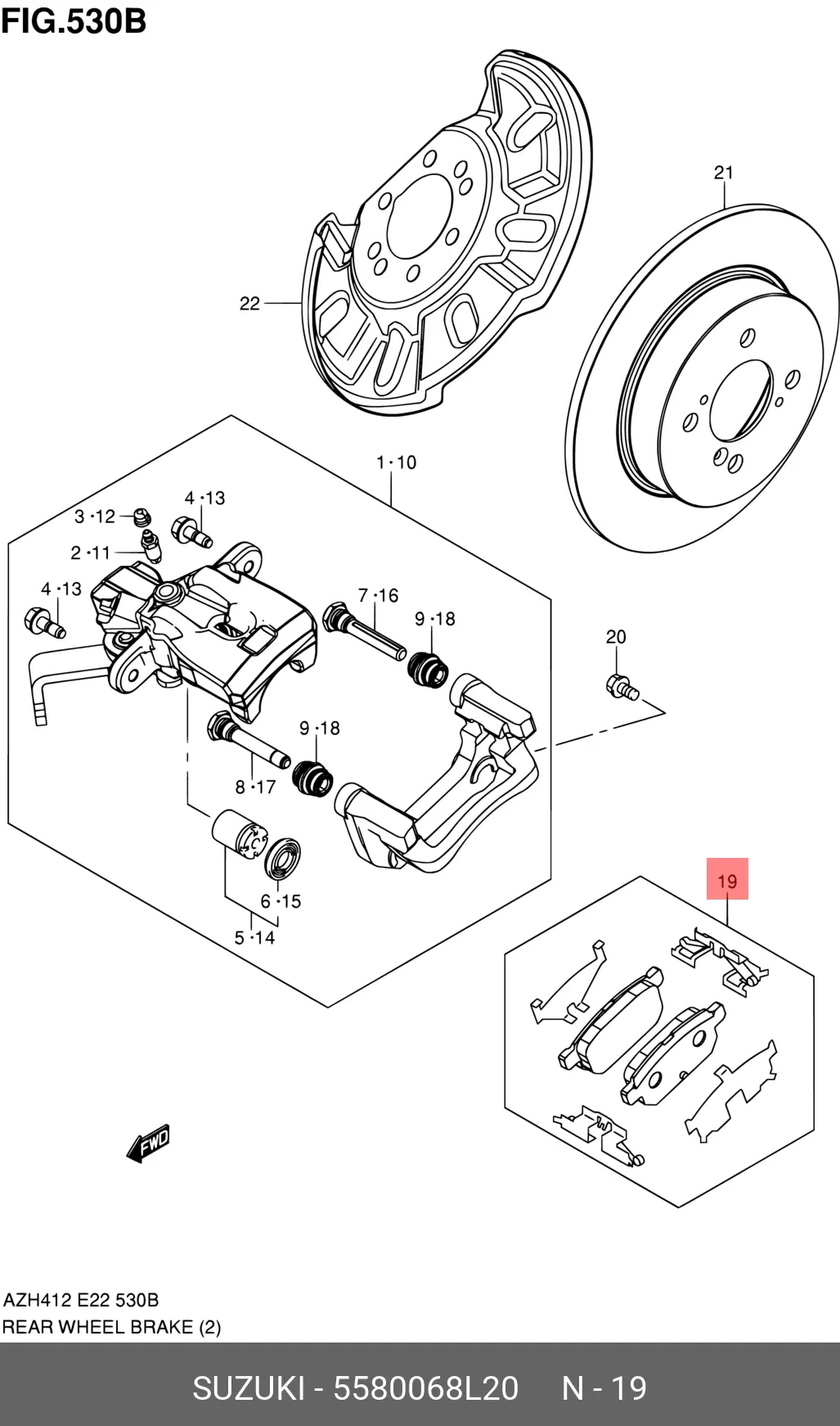 SUZUKI 55800-68L20 BRAKE PADS