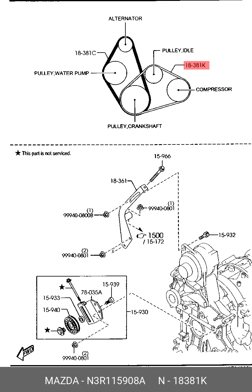 MAZDA N3R1-15-908A MULTIRIB BELT