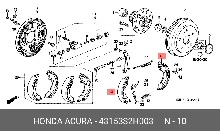 HONDA 43153-S2H-003 BRAKE SHOE