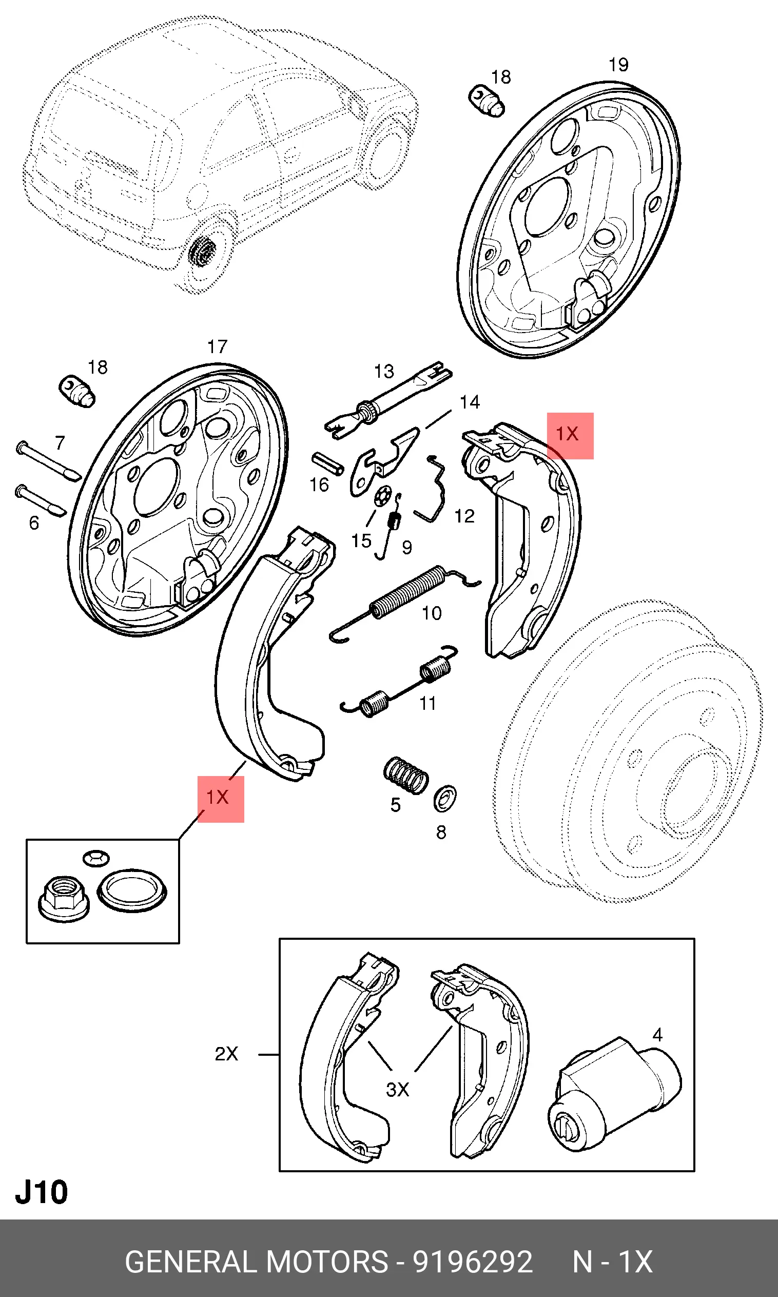 VAUXHALL 9196292 BRAKE SHOE