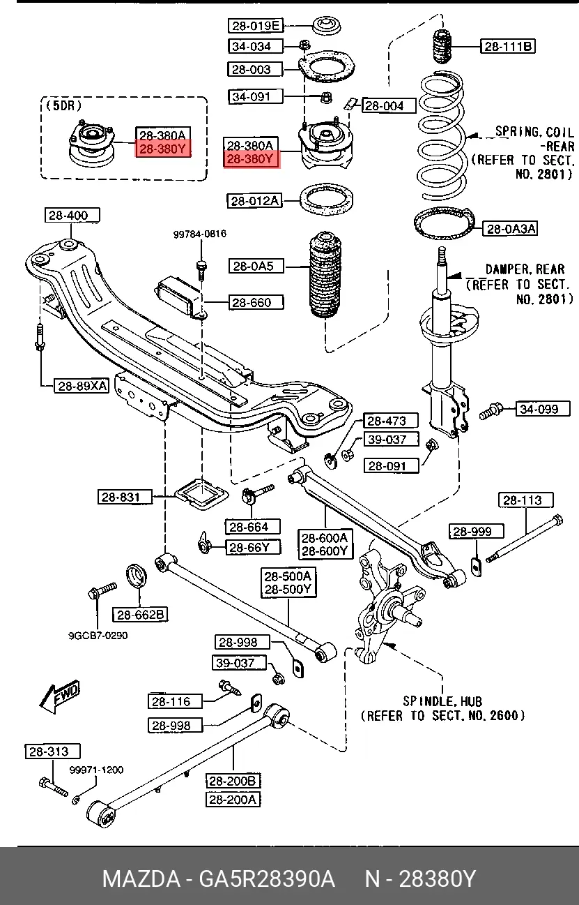 MAZDA GA5R-28-390A SHOCK ABSORBER MOUNTING