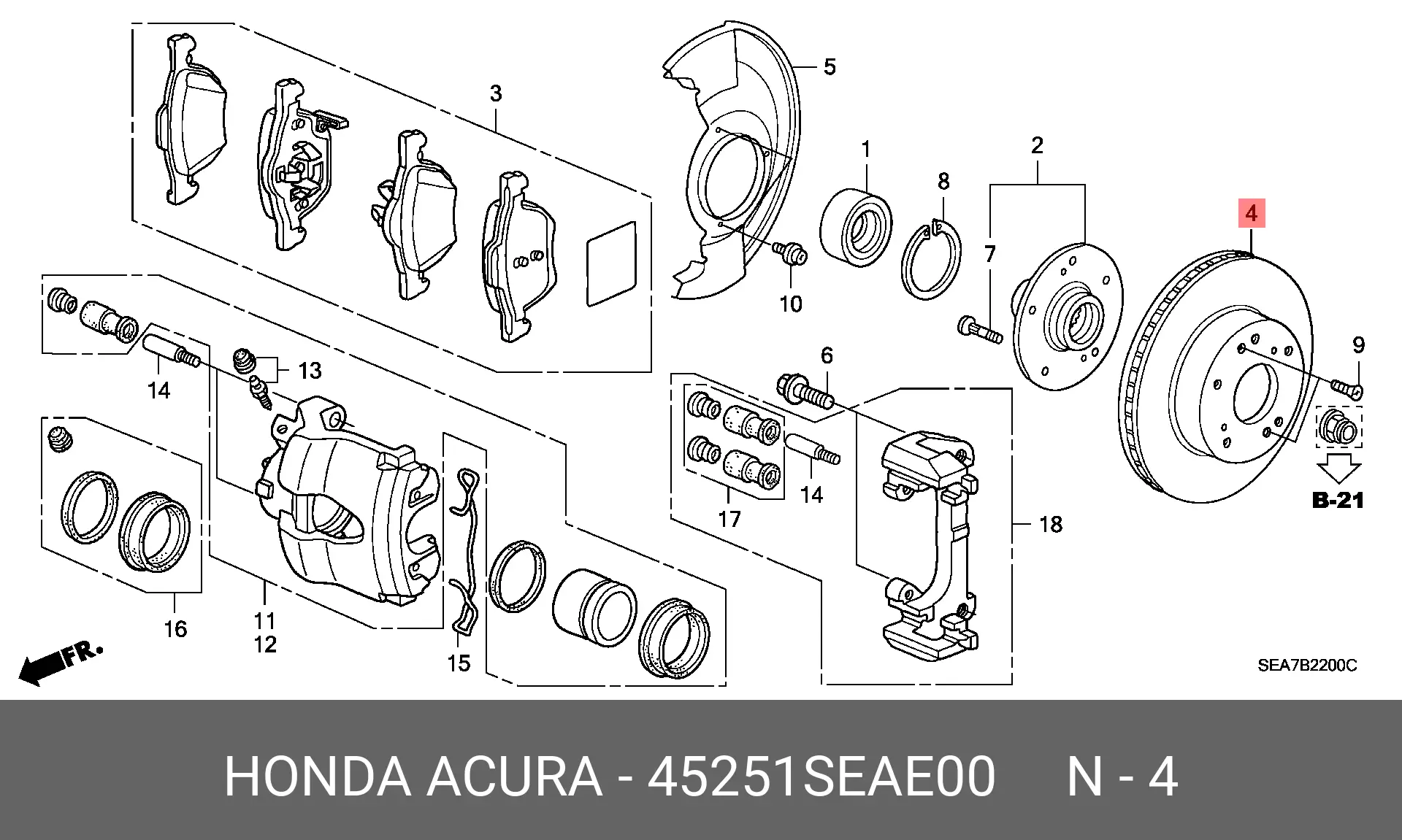 HONDA 45251-SEA-E00 ROTOR DISC