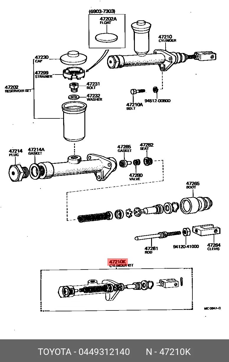 TOYOTA 04493-12140 BRAKE MASTER KIT
