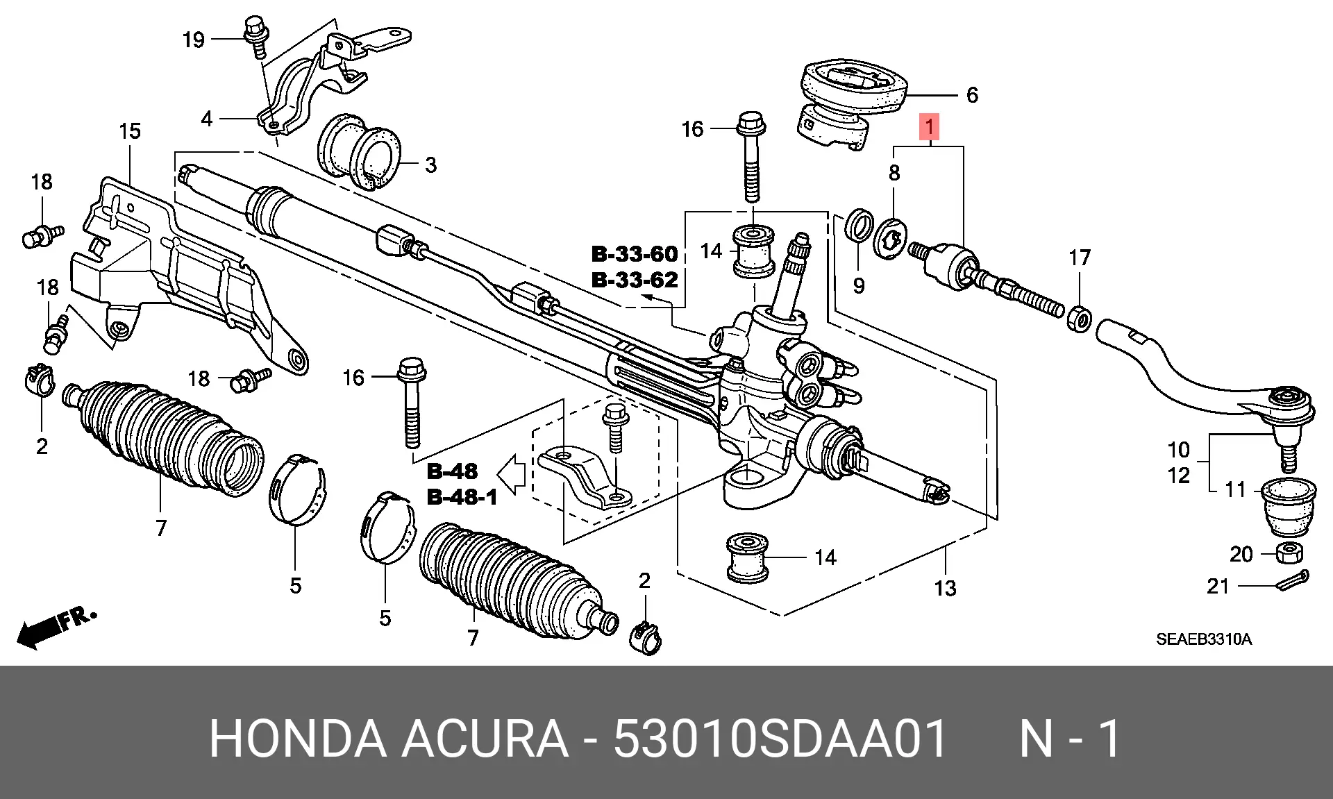 HONDA 53010-SDA-A01 RACK END / AXIAL JOINT