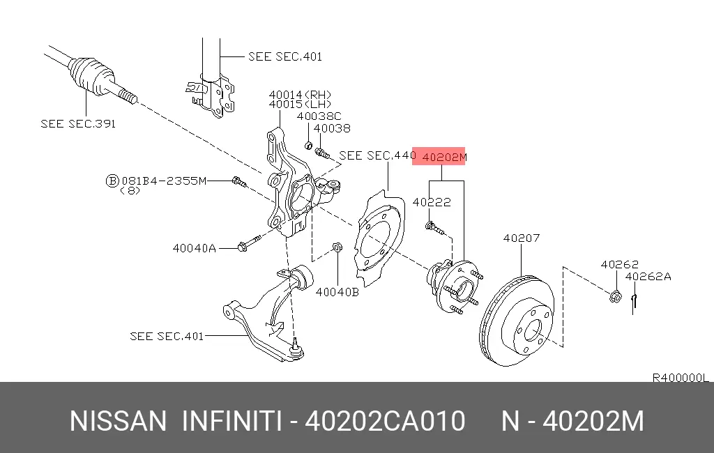NISSAN 40202-CA010 WHEEL HUB