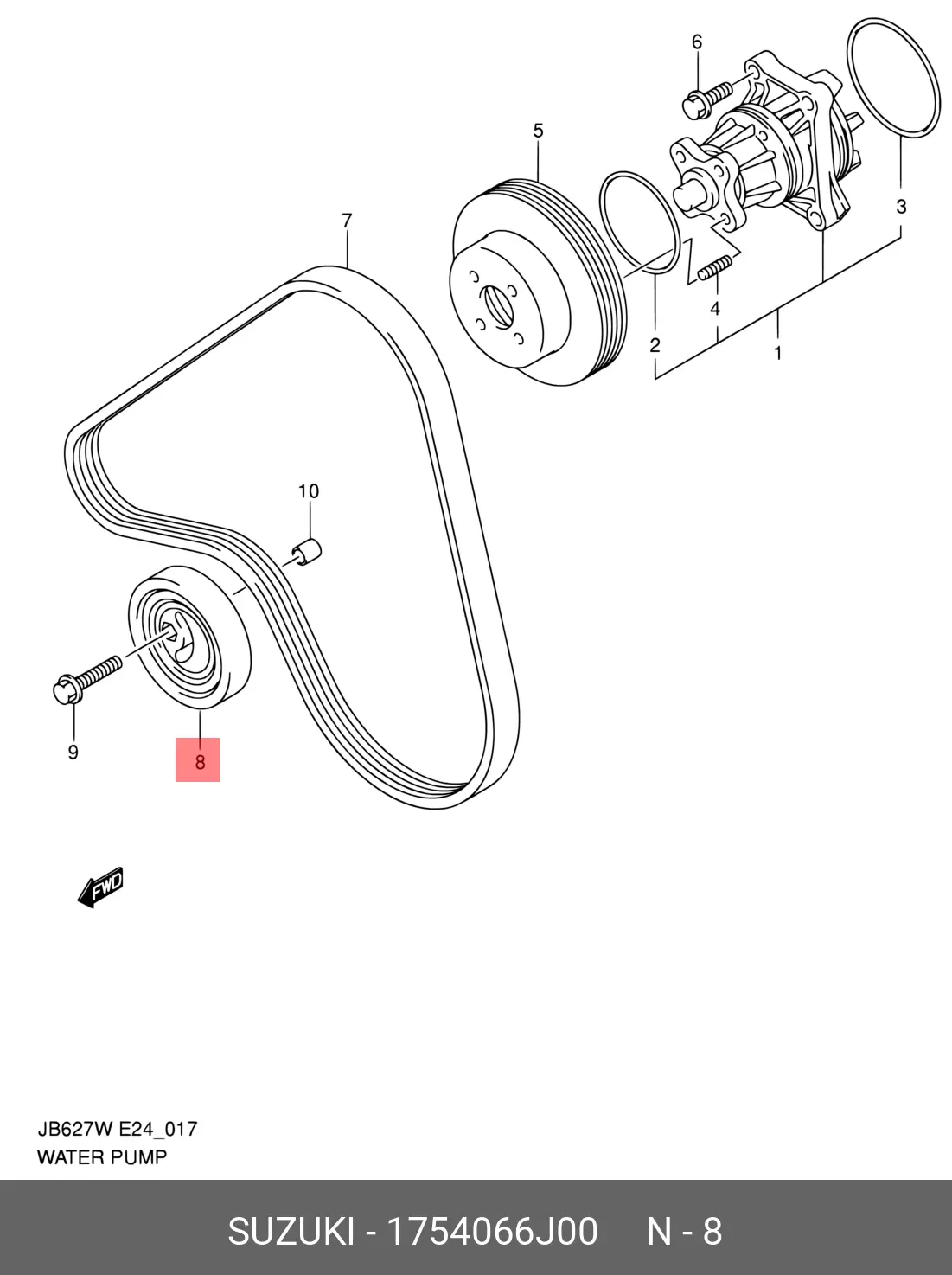 SUZUKI 17540-66J00 PULLEY TENSIONER