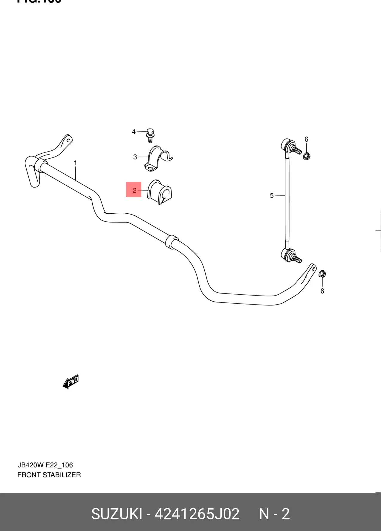 SUZUKI 42412-65J02 STABILIZER BUSH