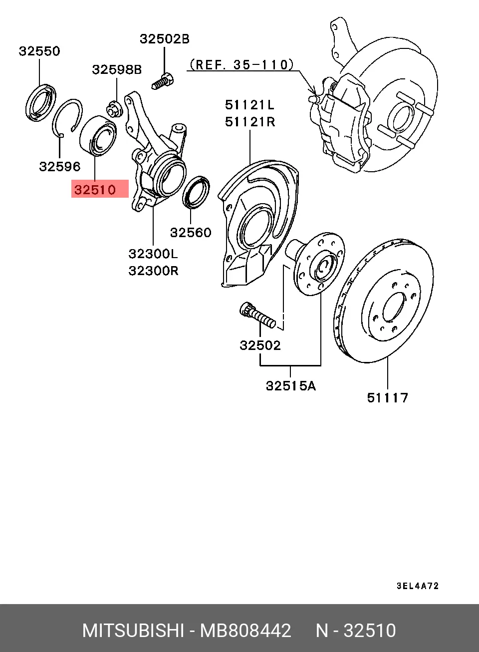 MITSUBISHI MB808442 WHEEL BEARING