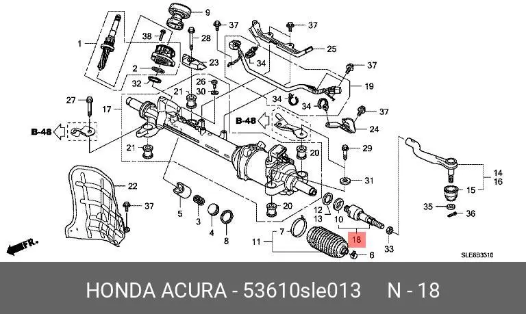 HONDA 53610-SLE-013 RACK END / AXIAL JOINT