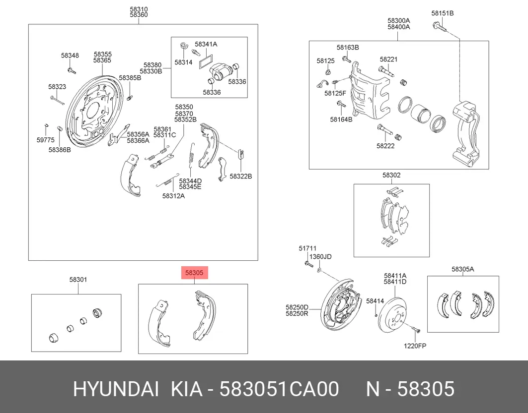 HYUNDAI 58305-1CA00 BRAKE SHOE