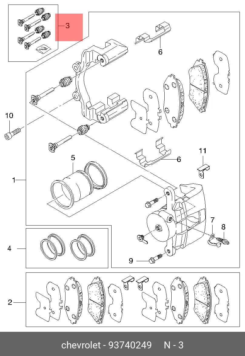 CHEVROLET 93740249 CALIPER PIN, KIT