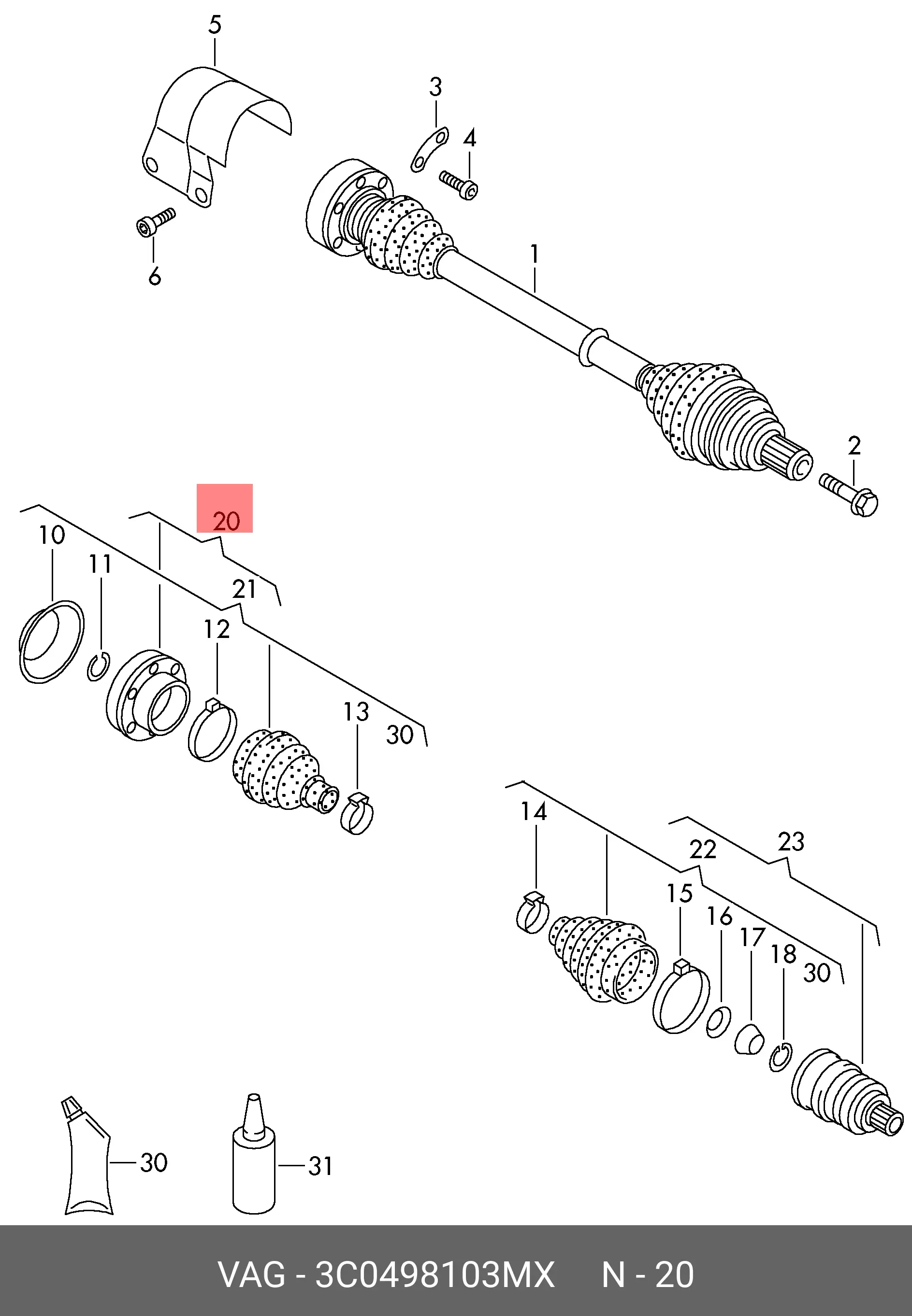 VAG 3C0 498 103 MX CV-JOINT