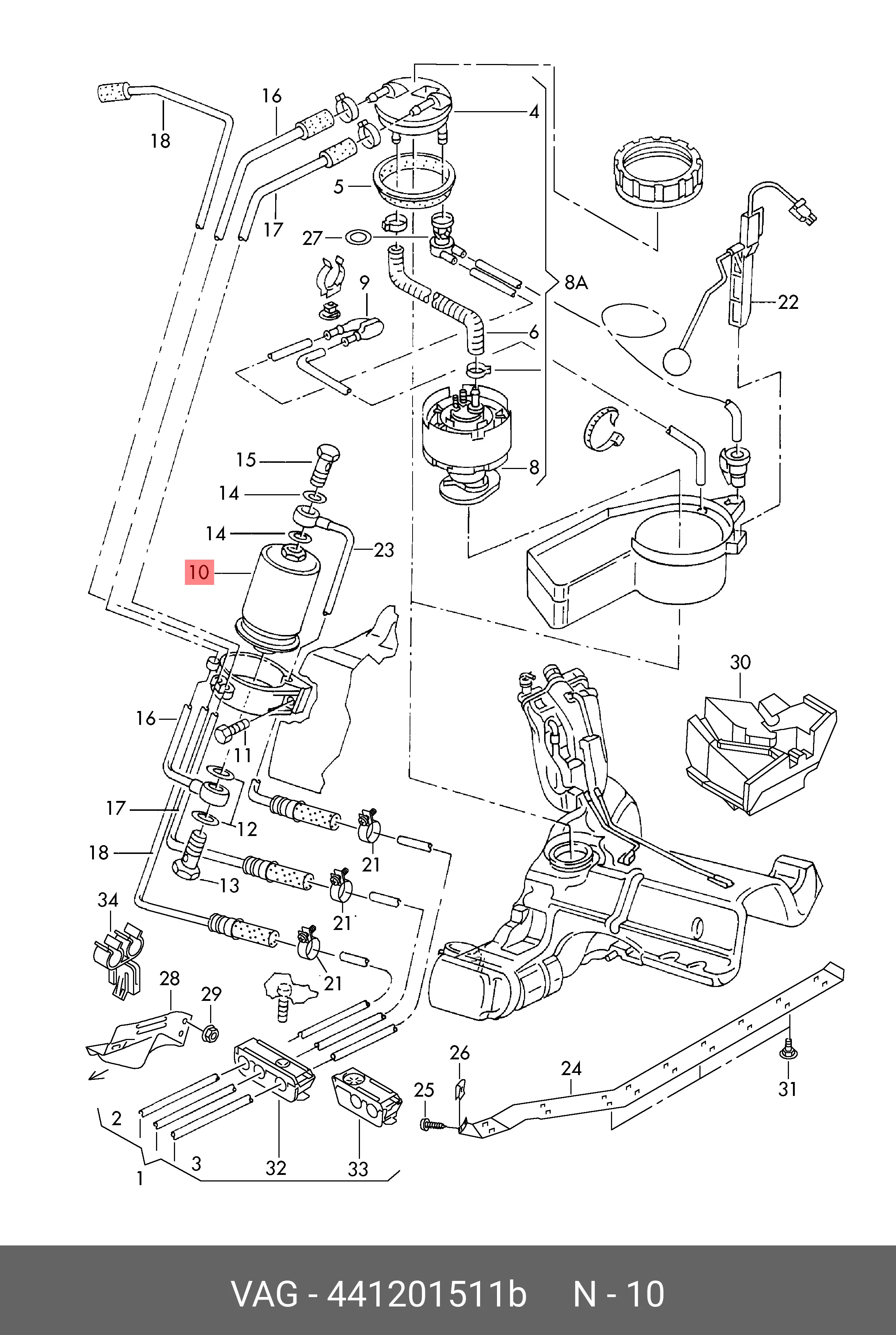 VOLKSWAGEN 441 201 511B PETROL FILTER (INJECTOR & CARBURETOR)