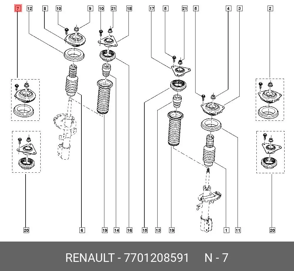 RENAULT 77 01 208 591 SHOCK ABSORBER MOUNTING