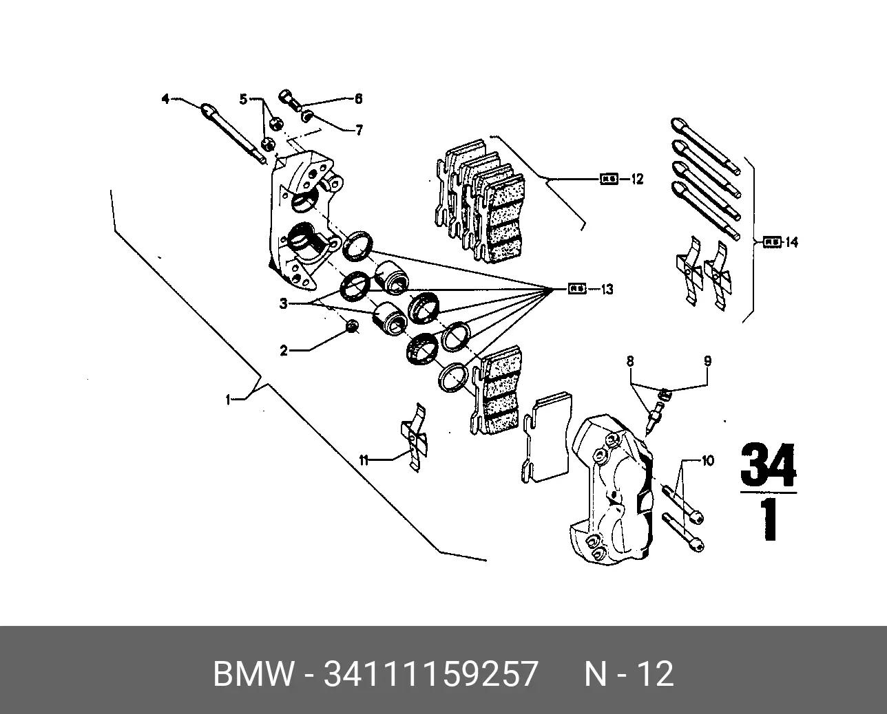 BMW 34 11 1 159 257 BRAKE PADS