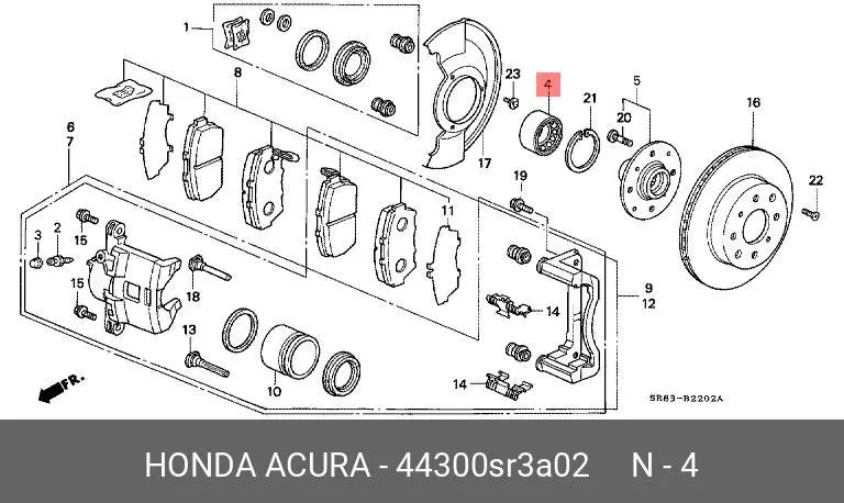 HONDA 44300-SR3-A02 WHEEL BEARING