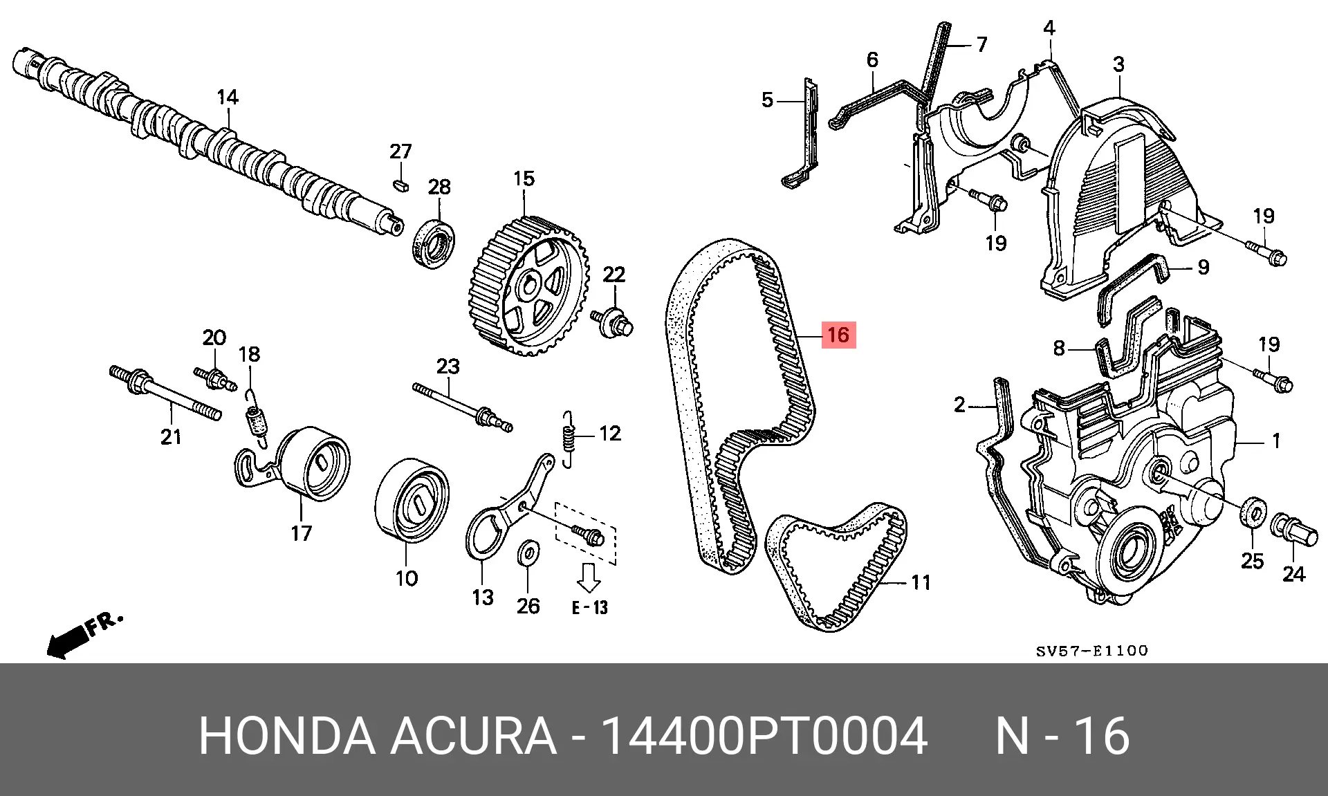HONDA 14400-PT0-004 TIMING BELT