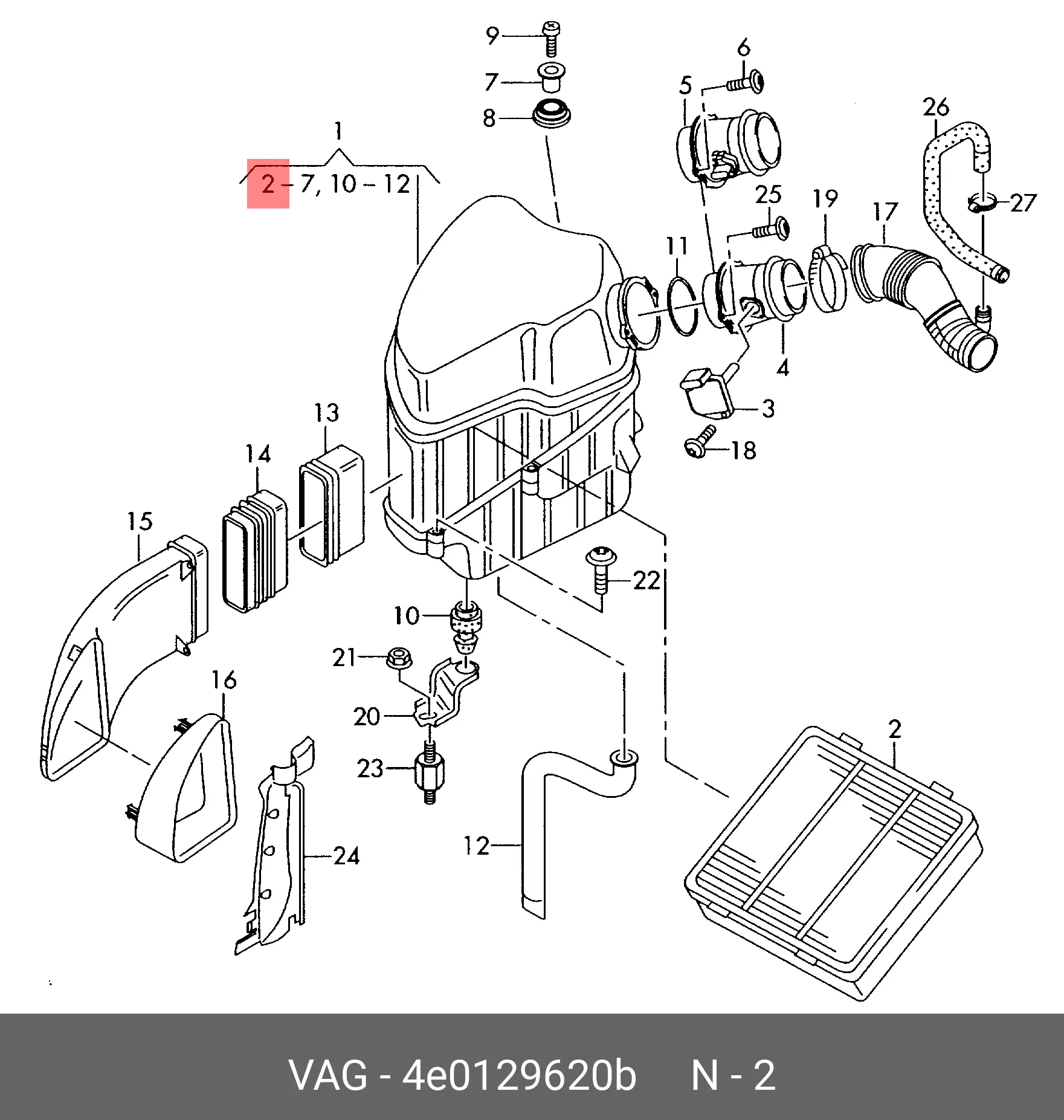 VOLKSWAGEN 4E0 129 620 B AIR FILTER