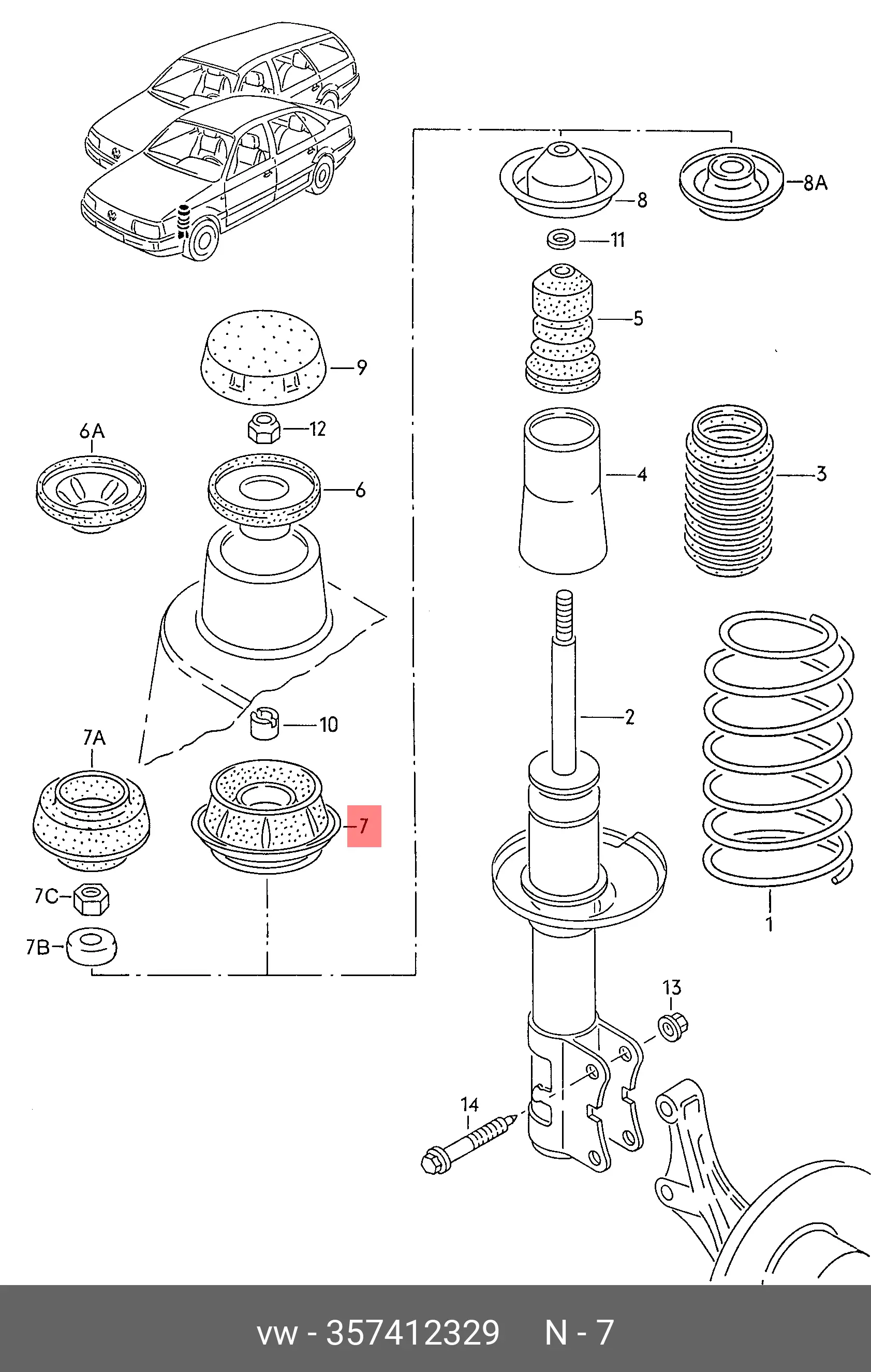 VOLKSWAGEN 357 412 329 SHOCK ABSORBER MOUNTING