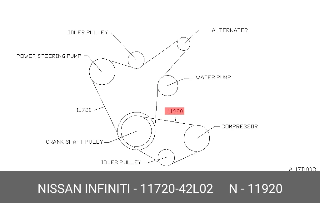 NISSAN 11720-42L02 MULTIRIB BELT
