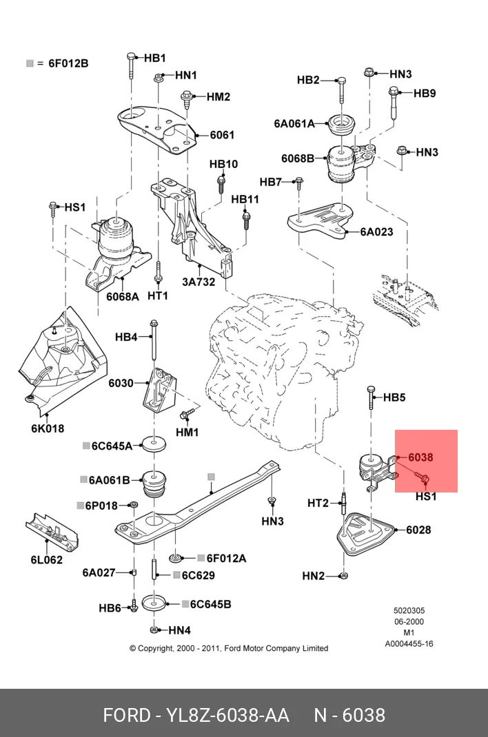 FORD YL8Z-6038-AA ENGINE MOUNTING