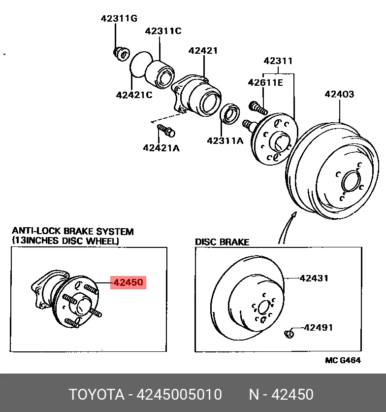 TOYOTA 42450-05010 WHEEL HUB