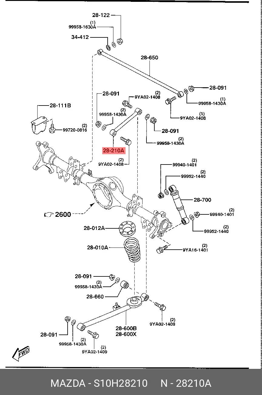 MAZDA S10H-28-210 STRUT/LATERAL, ROD